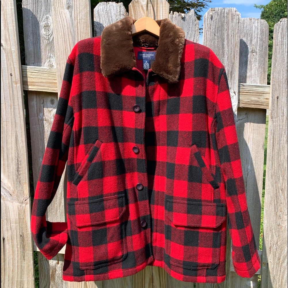 Daniel Cremieux Red & Black Buffalo Plaid Coat XL